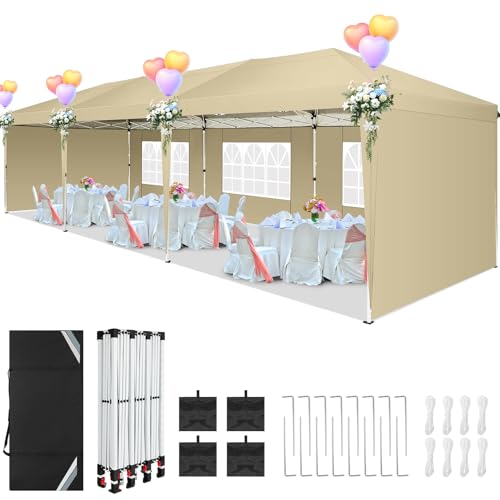 COBIZI Canopy 10x20 Pop Up Canopy Tent with 6 Sidewalls Party Tents for Parties Weddings Backyard Waterproof Canopy Outdoor Commercial Canopy Event