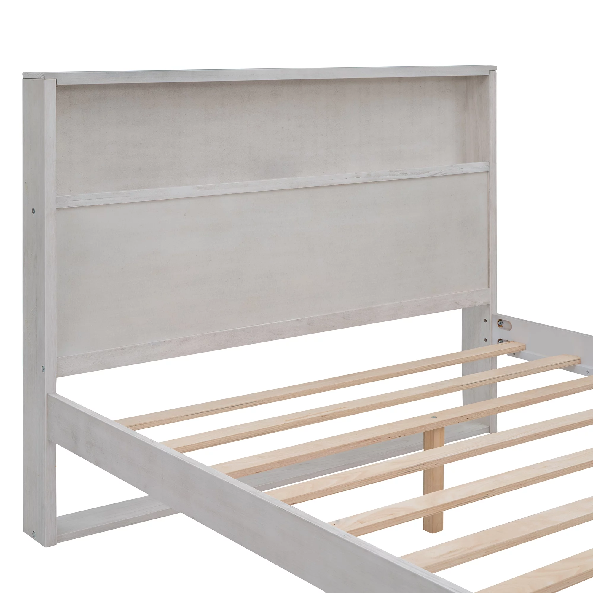 3-Pieces Bedroom Sets Full Size Platform Bed with Nightstand and Dresser,Antique White