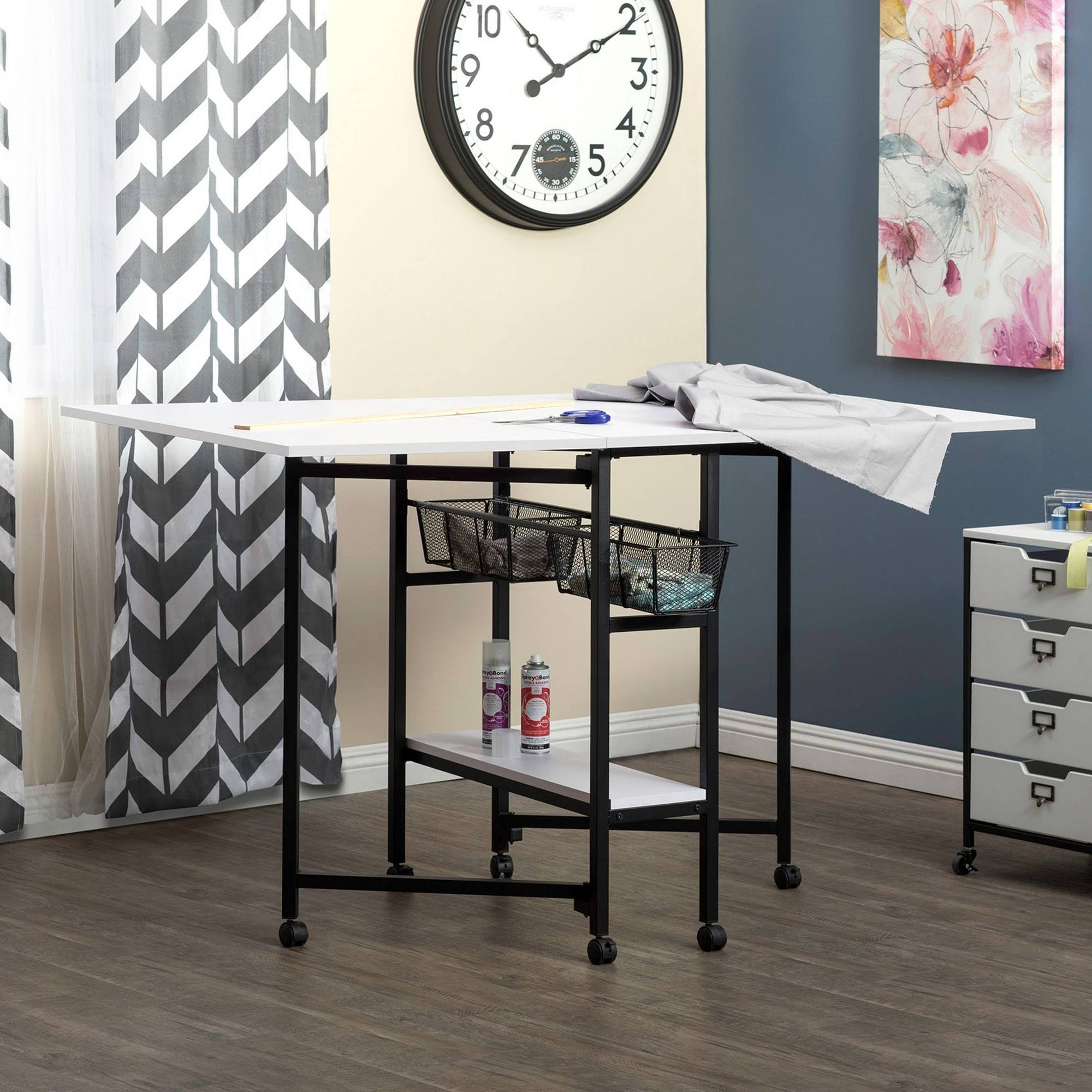 Sew Ready Standing Height Craft/Cutting Table with Baskets (36x22 H)