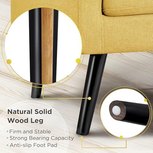 Yaheetech Mid-Century Accent Chairs, PU Leather Modern Upholstered Living Room Chair