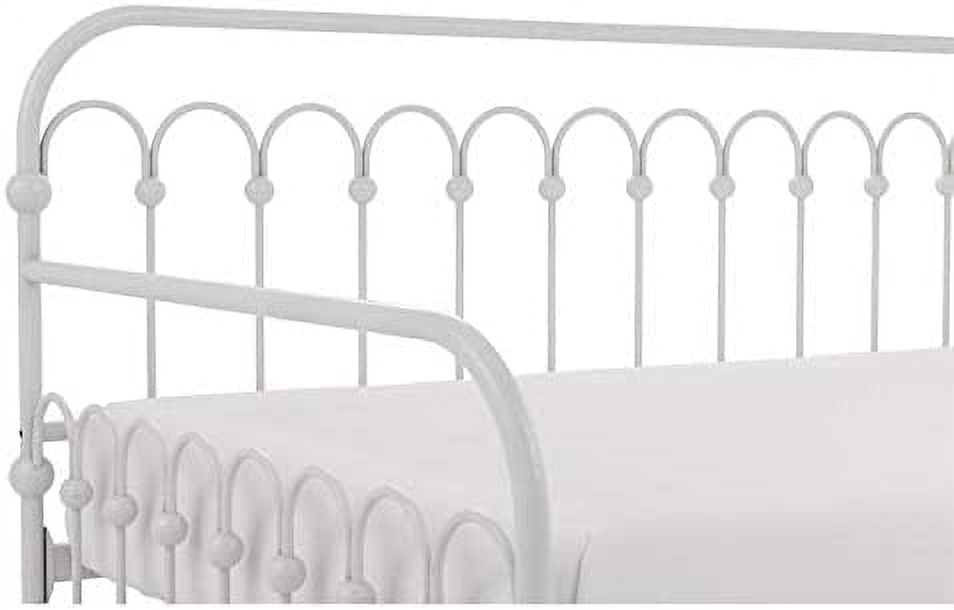 Bright Pop Twin Metal Daybed and Trundle, Stylish & Multifunctional, Built-in Casters, White