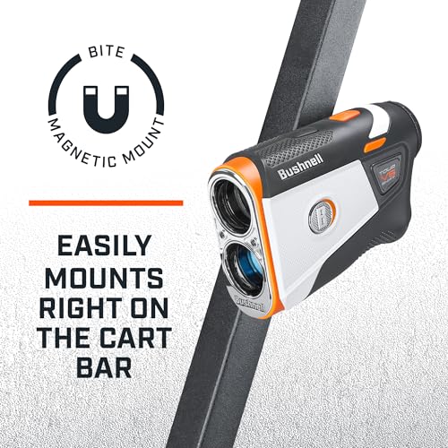 Bushnell Golf Tour V6 Shift Laser Rangefinder with Slope Switch, Visual Jolt Flag Locking, Magnetic Mount, 1300 Yard Range 6X Magnification