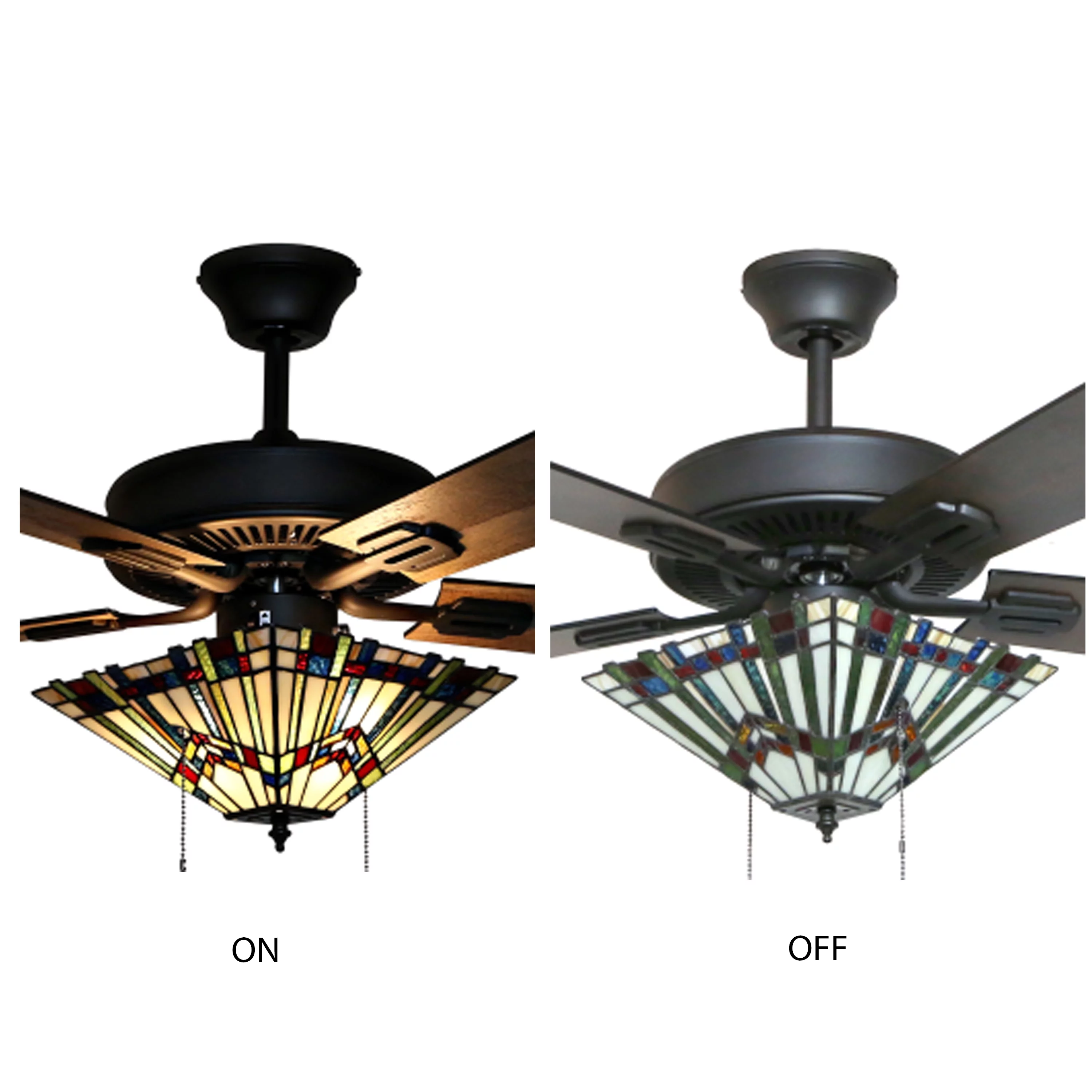 River of Goods 52" Geometric Abstraction Stained Glass LED Ceiling Fan with Light
