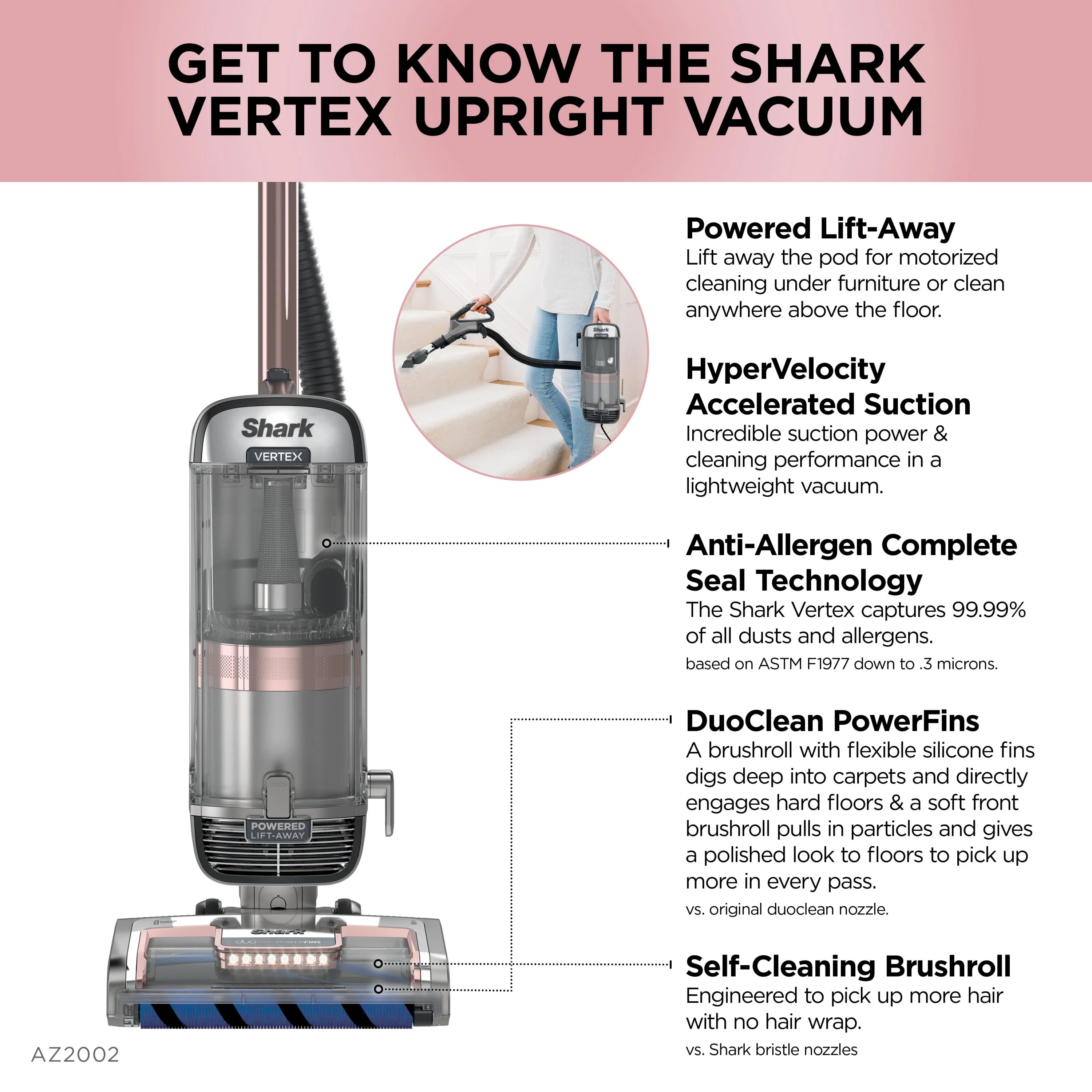 Shark® Vertex DuoClean® PowerFin Upright Vacuum Powered Lift-Away®, Self-Cleaning Brushroll