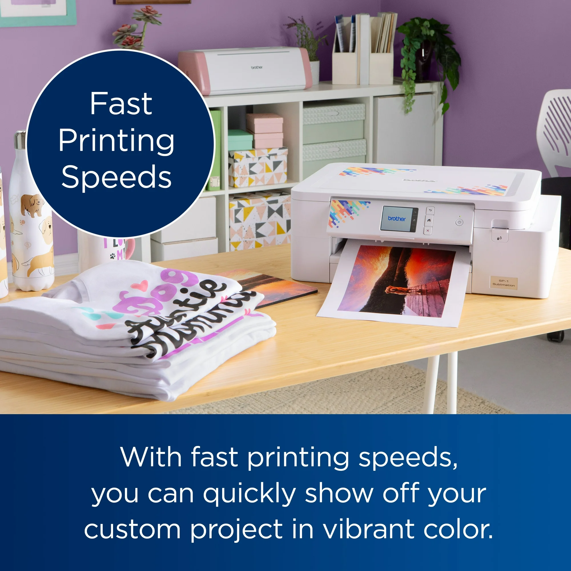 Brother Dye Sublimation Printer with 4-Color Ink Cartridges and 100 Sheets Paper