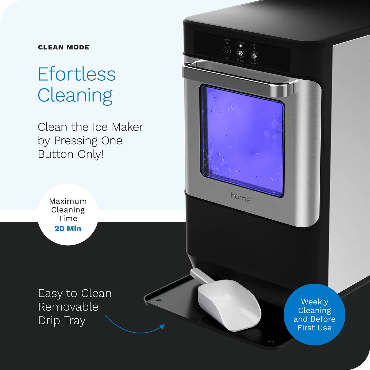hOmeLabs Countertop Nugget Ice Maker - Stainless Steel with Touch Screen - Portable and Compact - Chewable Nugget Ice Machine