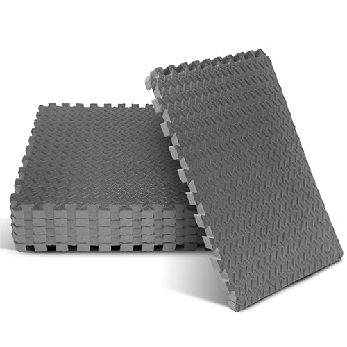 Yes4All 24SQFT-120SQFT Puzzle Exercise Mat for Home Gym, EVA Interlocking Foam Floor Tiles with Border for Workout Equipment