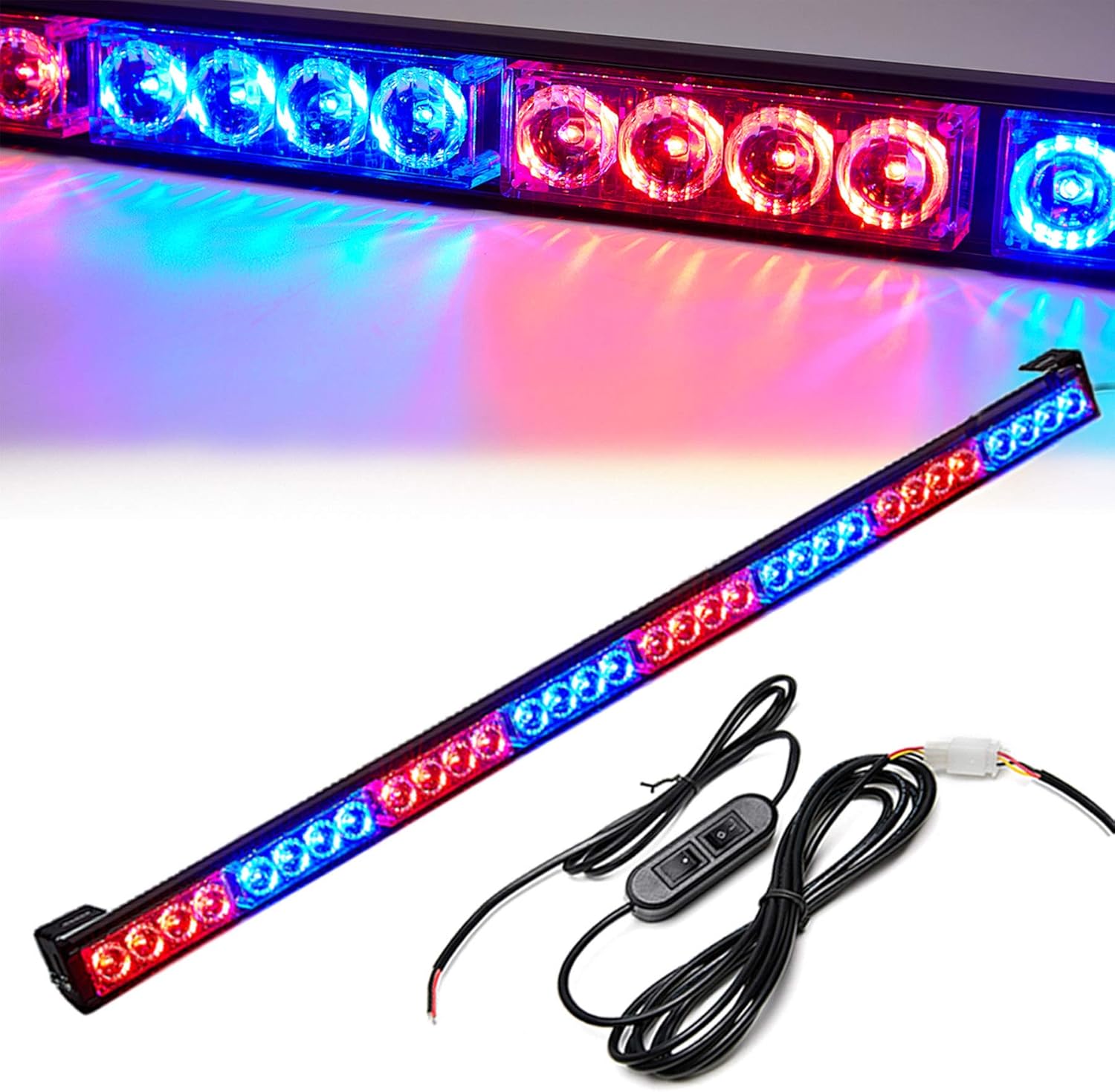Emergency Strobe Lights 36 Inch Led Light Bar 32 Led 13 Flash Patterns Police Traffic Advisor Waterproof Warning Hazard Caution Turn Signals Vehicle