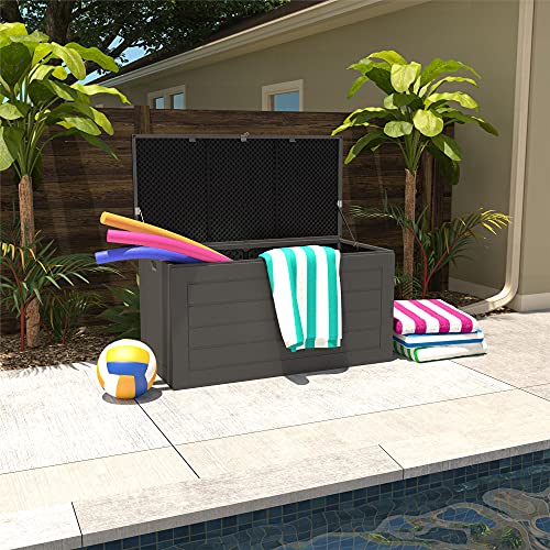 Cosco Outdoor Living 88180BGY1E Cosco Outdoor Patio Storage, Extra Large, 180 Gallons, Charcoal Deck Box, Black/Gray