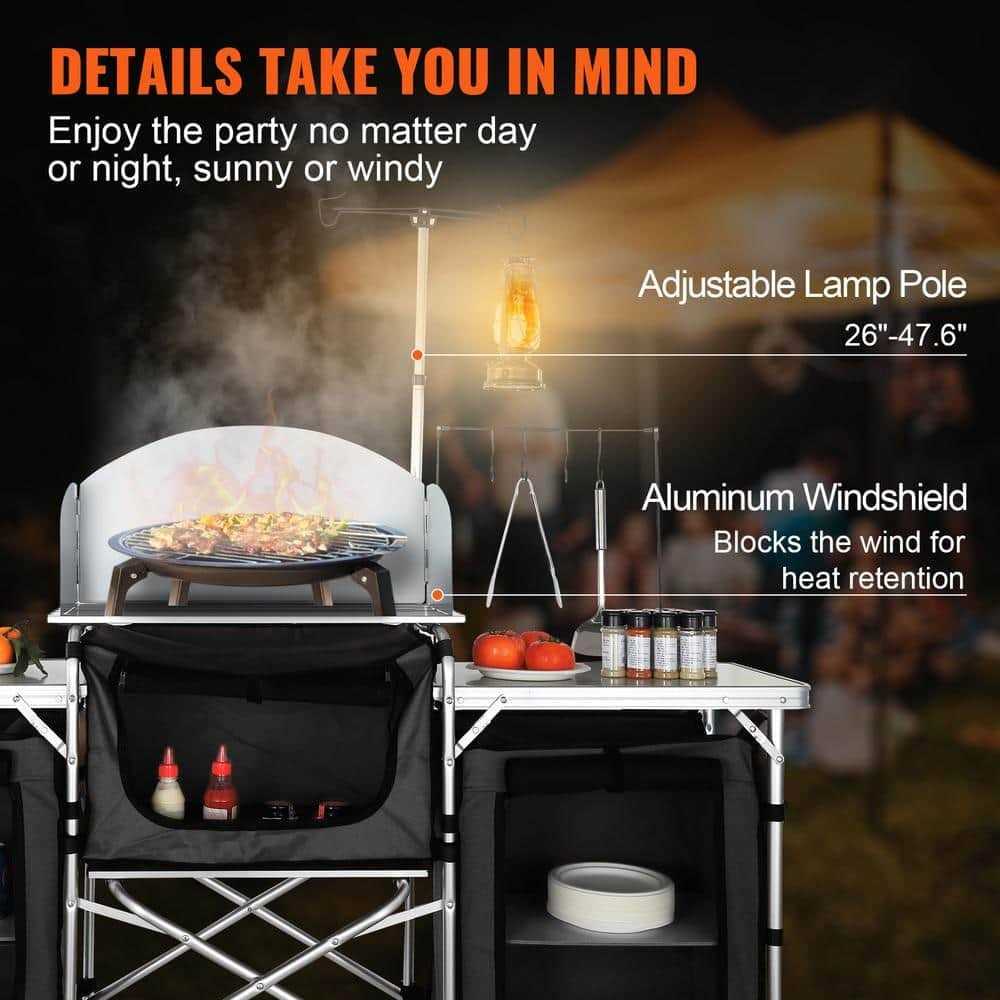 VEVOR Camping Kitchen Table Folding Outdoor Cooking Table with Storage Carrying Bag - Sports Supplies Online Store