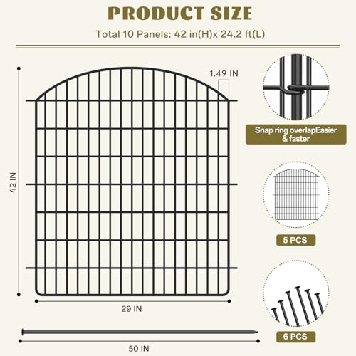 16 Panels No Dig Garden Fence with Gate, 32in x 38.6ft Decorative Dog Fence Outdoor for Yard