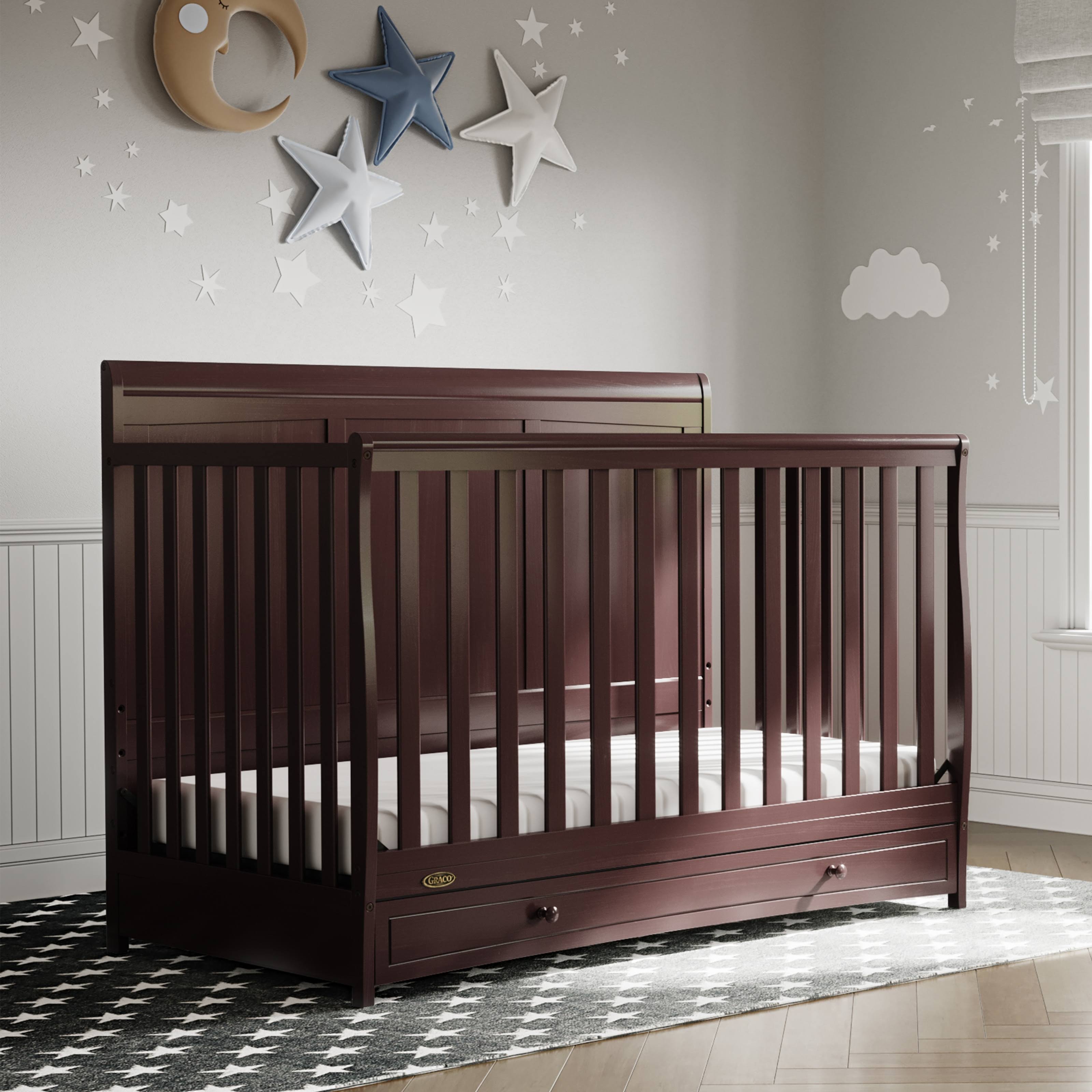 Graco Asheville 4-in-1 Convertible Crib with Drawer - Espresso