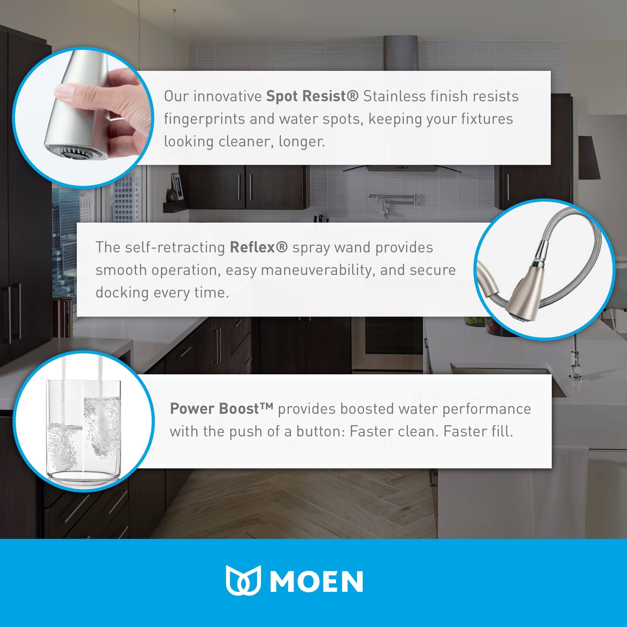 Moen 9124SRS Notch One-Handle High Arc Pulldown Kitchen Faucet Spot Resist Stainless