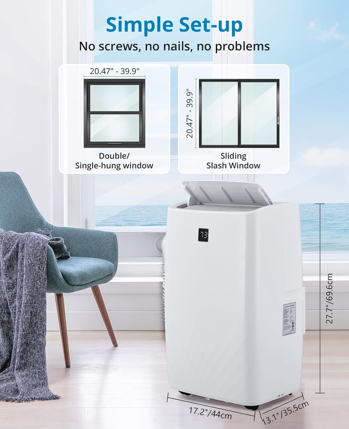 Portable Air Conditioners 12000 BTU, 4-IN-1 Indoor AC Unit with Cooling, Dehumidifier, Fan & Sleep Modes