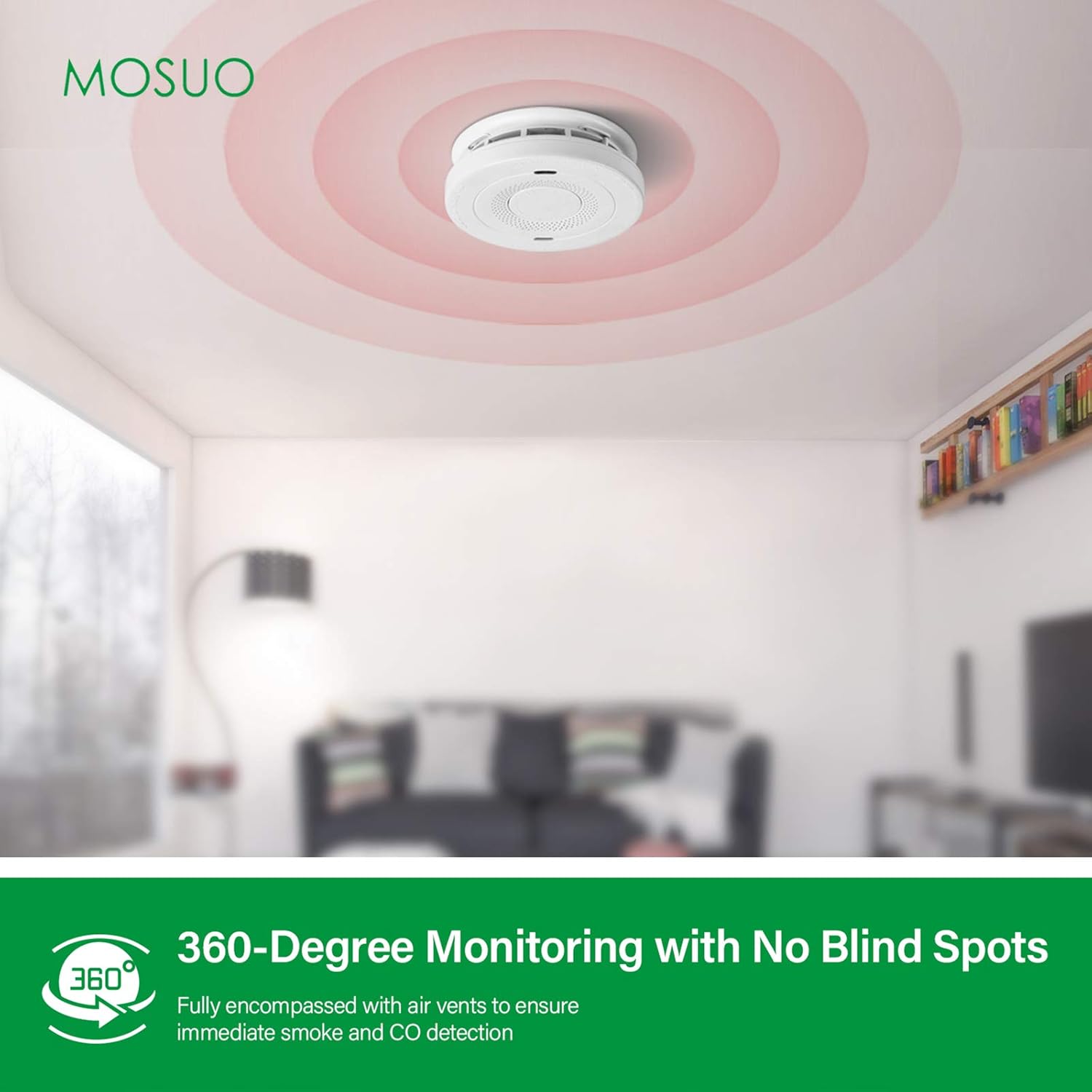 Smoke and Carbon Monoxide Detector Alarm(10-Year Battery Not Hardwired),MOSUO Fire Alarms Smoke Detectors