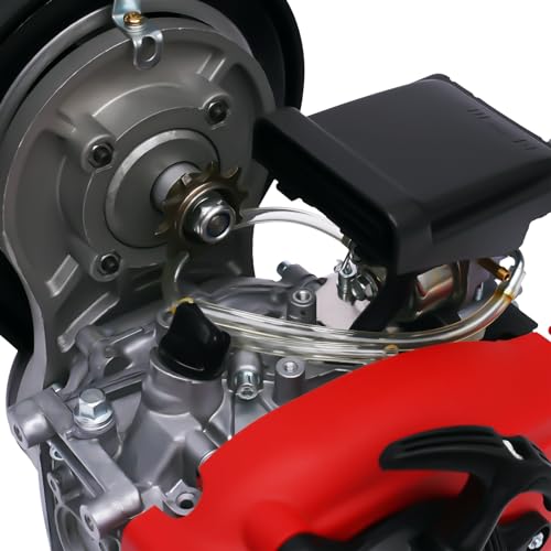 49CC 4-Stroke Bicycle Engine Kit, Powerful Pull Start 4-Stroke Gas Cycle Motor Kit, Dual Chain Drive Bicycle Motor Kit with Belt