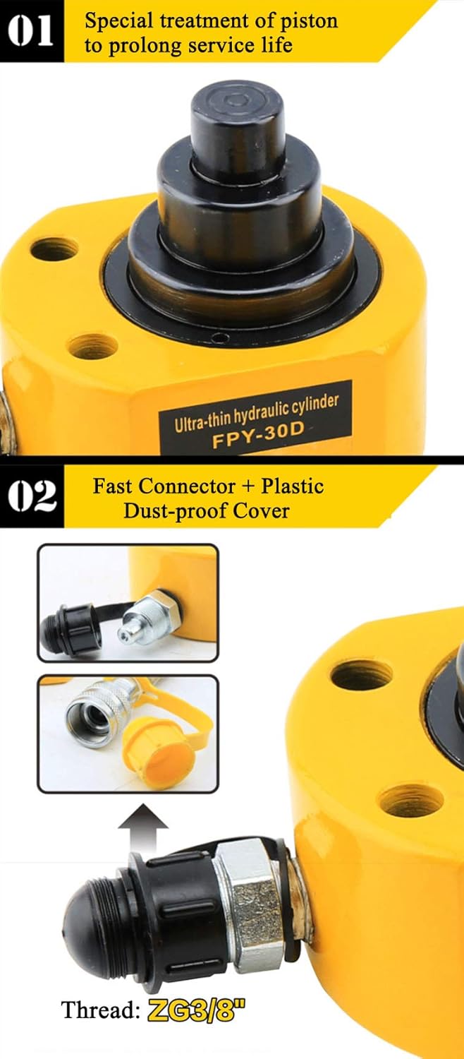 NEWTRY 100 ton Low Profile Hydraulic Ram Jack Multi-Section Stoke 69mm(2.72inch) Mini Protable Hydraulic Cylinder Industrial Super Thin Lifting Jack
