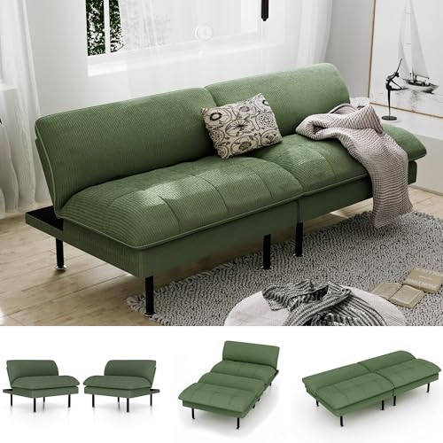 70" Futon Sofa Bed, 4 in 1 Multi-Function Couch Sleeper with Adjustable Backrest, Modern Convertible Futon, Recliner Small Loveseat for Living Room
