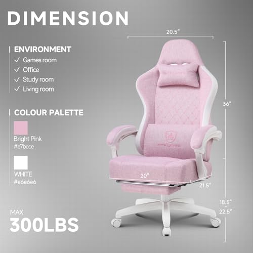 GTPLAYER Office Chair, Gaming Computer Desk Fabric Chair with Footrest
