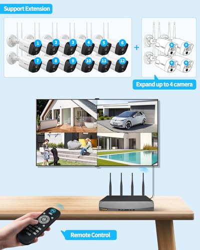 2-Way Audio & PIR Detection Dual Antennas Outdoor Wireless Security Camera System 5.5MP Wi-Fi Video Surveillance DVR System