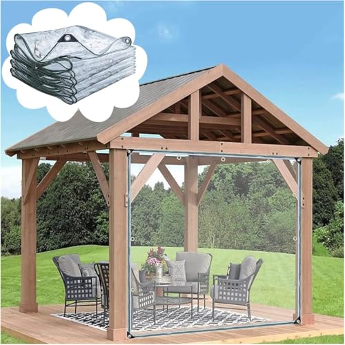 Clear Waterproof Tarpaulin with Grommets, Weatherproof Partition Curtains,0.35mm Foldable Protective Tarpaulin for Greenhouse Garden Pergola Patio