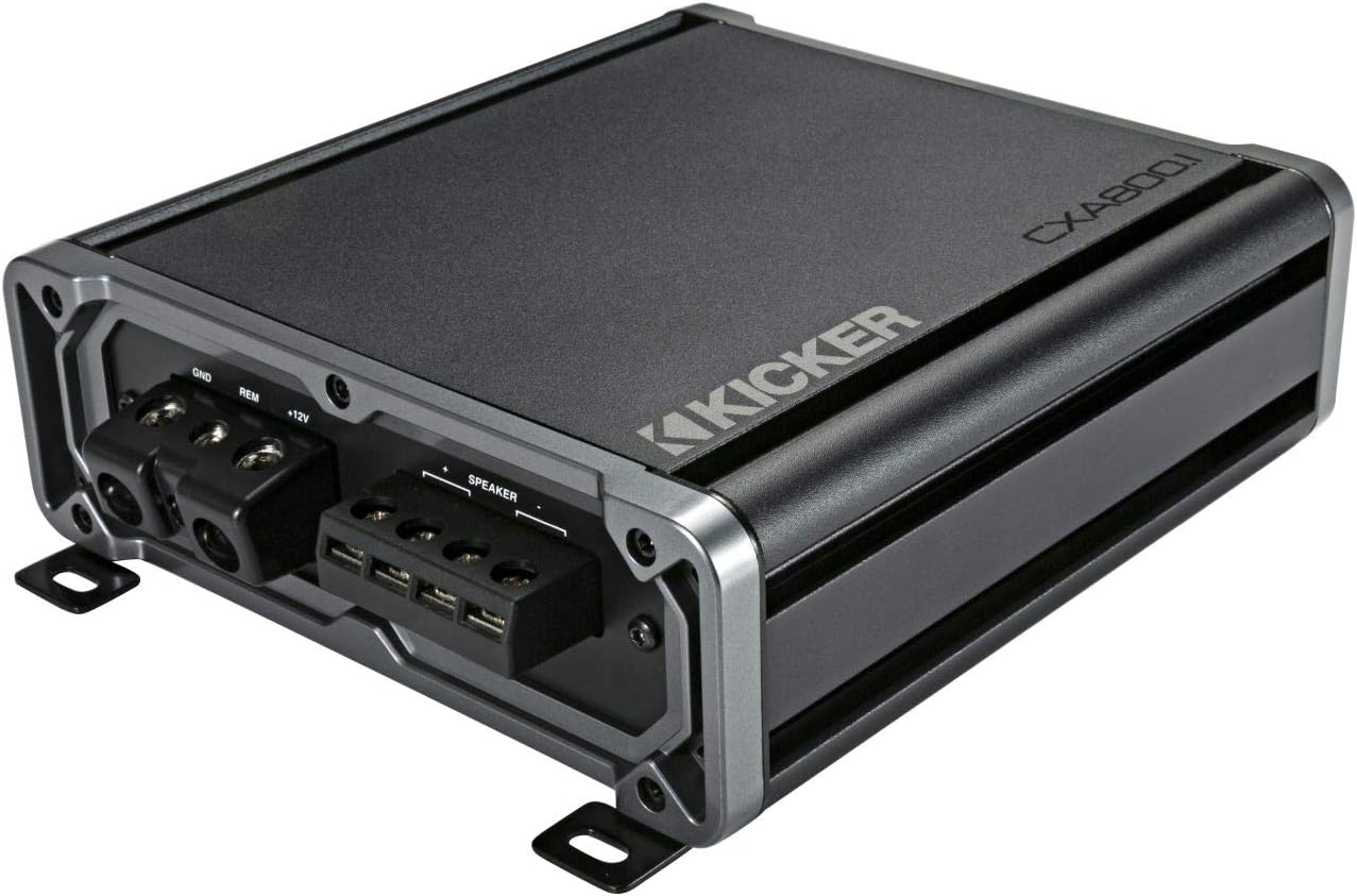 Kicker 46CXA8001T CX Series 1600 Watt Max Power Class D Amp Monoblock Car Audio Sub Vehicle Amplifier, Black