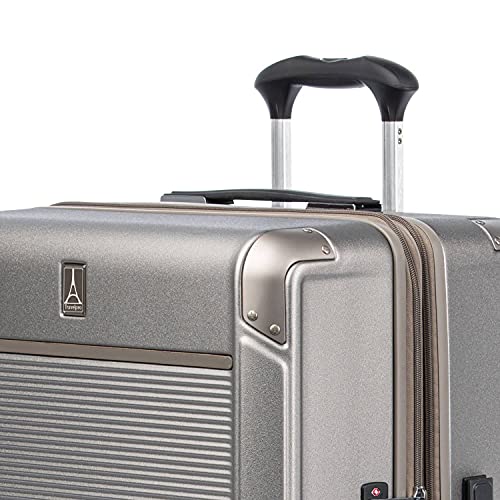 Travelpro Platinum Elite Hardside Expandable Carry on Luggage, 8 Wheel Spinner, TSA Lock, Hard Shell Polycarbonate Suitcase, Metallic Sand