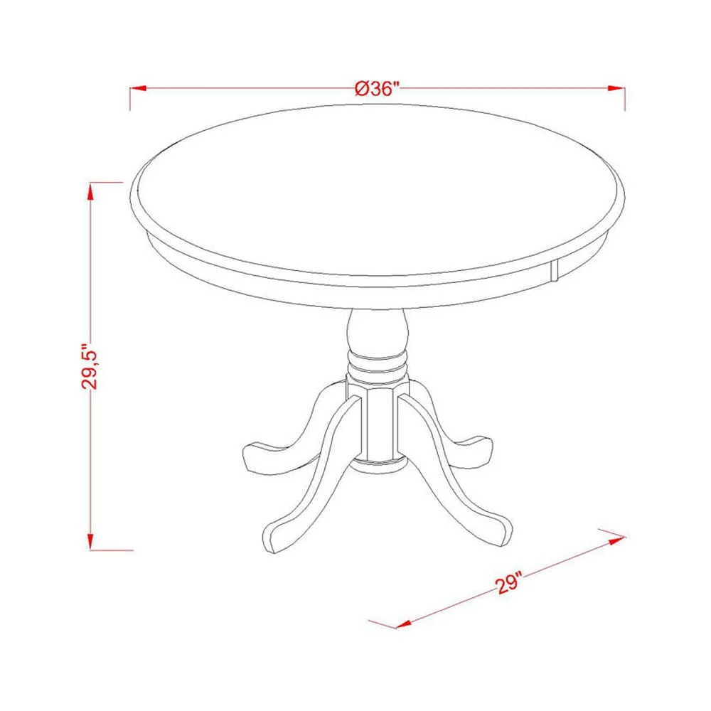 East West Furniture Antique 5-piece Dining Chair and Round Table Set in Mahogany