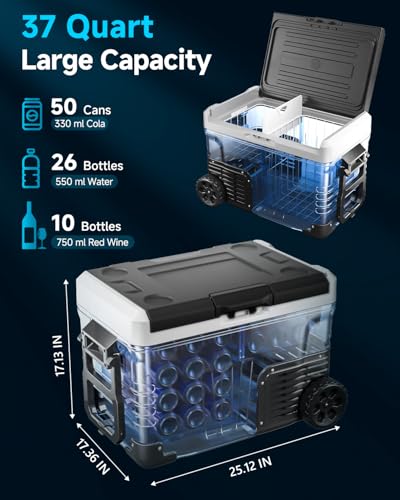 Car Fridge Portable 12 Volt Refrigerator - 53 Quart(50L) Electric Cooler with 12/24V DC&110-240V AC for Truck Van RV Camper SUV
