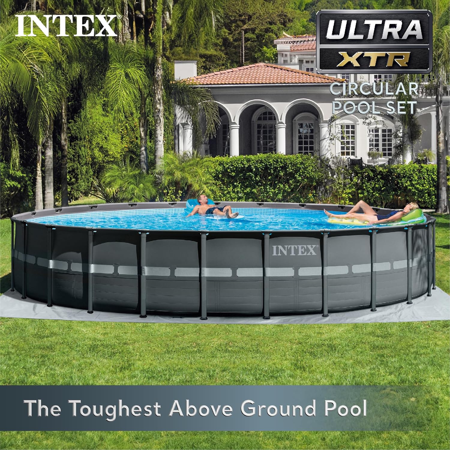 INTEX 26339EH Ultra XTR Deluxe Above Ground Swimming Pool Set: 24ft x 52in – Includes 2800 GPH Cartridge Sand Filter Pump – SuperTough Puncture
