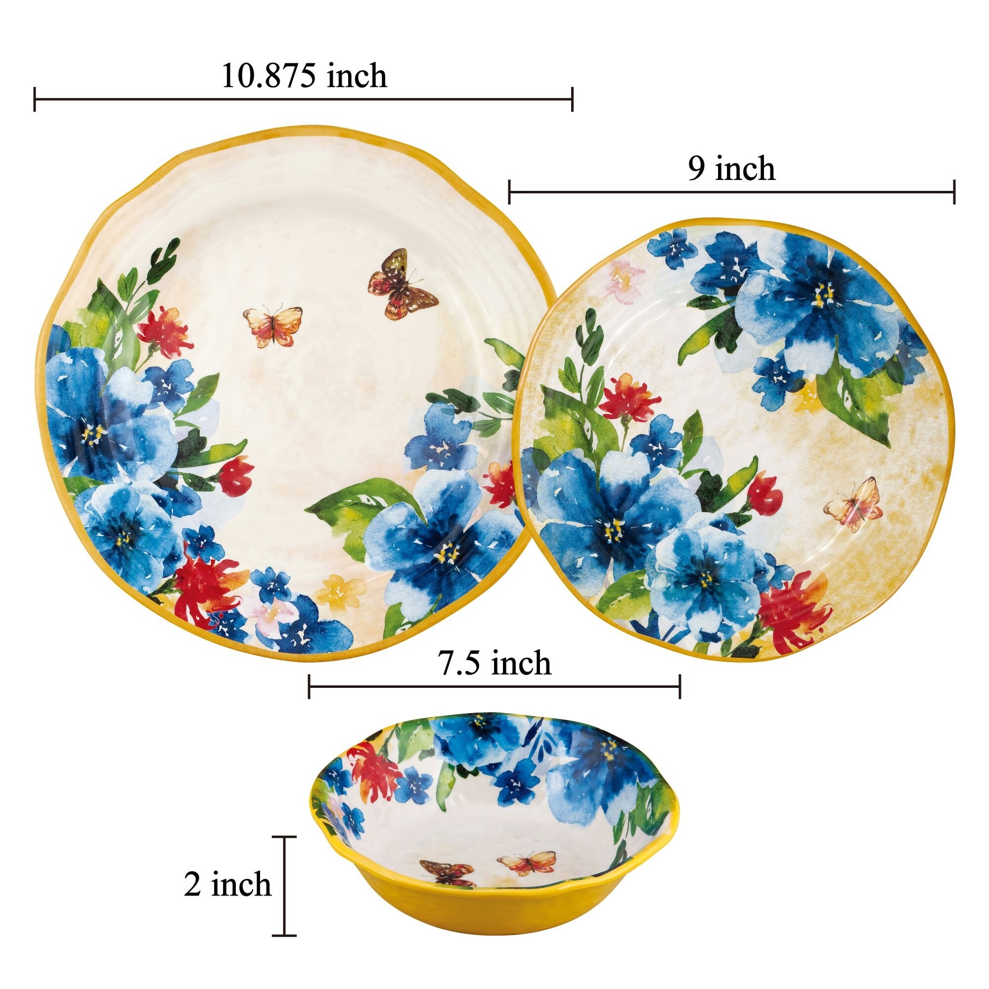 UPware 12-Piece Butterfly Melamine Dinnerware Set