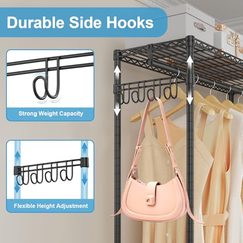 VIPEK R2C Medium Rolling Garment Rack with Cover Heavy Duty Clothes Rack Adjustable Clothing Rack for Hanging Clothes Portable Closets with Double