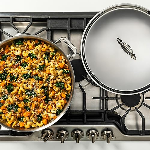 All-Clad D3 3-Ply Stainless Steel Large Frying Pan 7 Quart, Induction Oven Broiler Safe 600F, Kitchen Frying Pan, Fast & Even Heat, Fry Pan