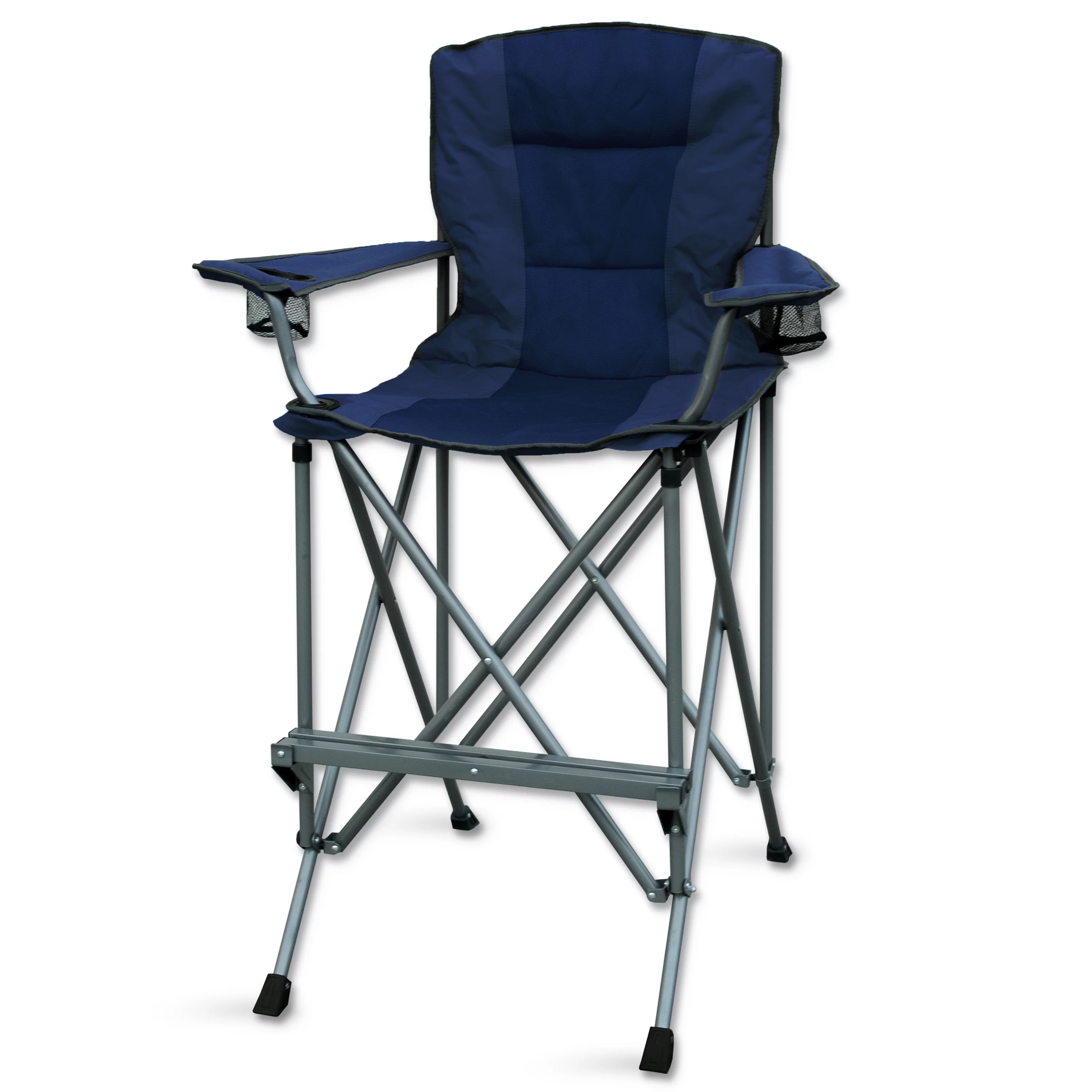 Extra Tall Folding Chair - Bar Height Director Chair for Camping, Home Patio and Sports - Portable and Collapsible with Footrest and Carrying Bag