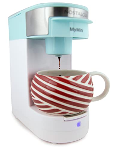 Nostalgia MyMini Single Coffee Maker, Brews K-Cup & Other Pods, Serves up to 14 Ounces, Tea, Chocolate, Hot Cider, Lattes