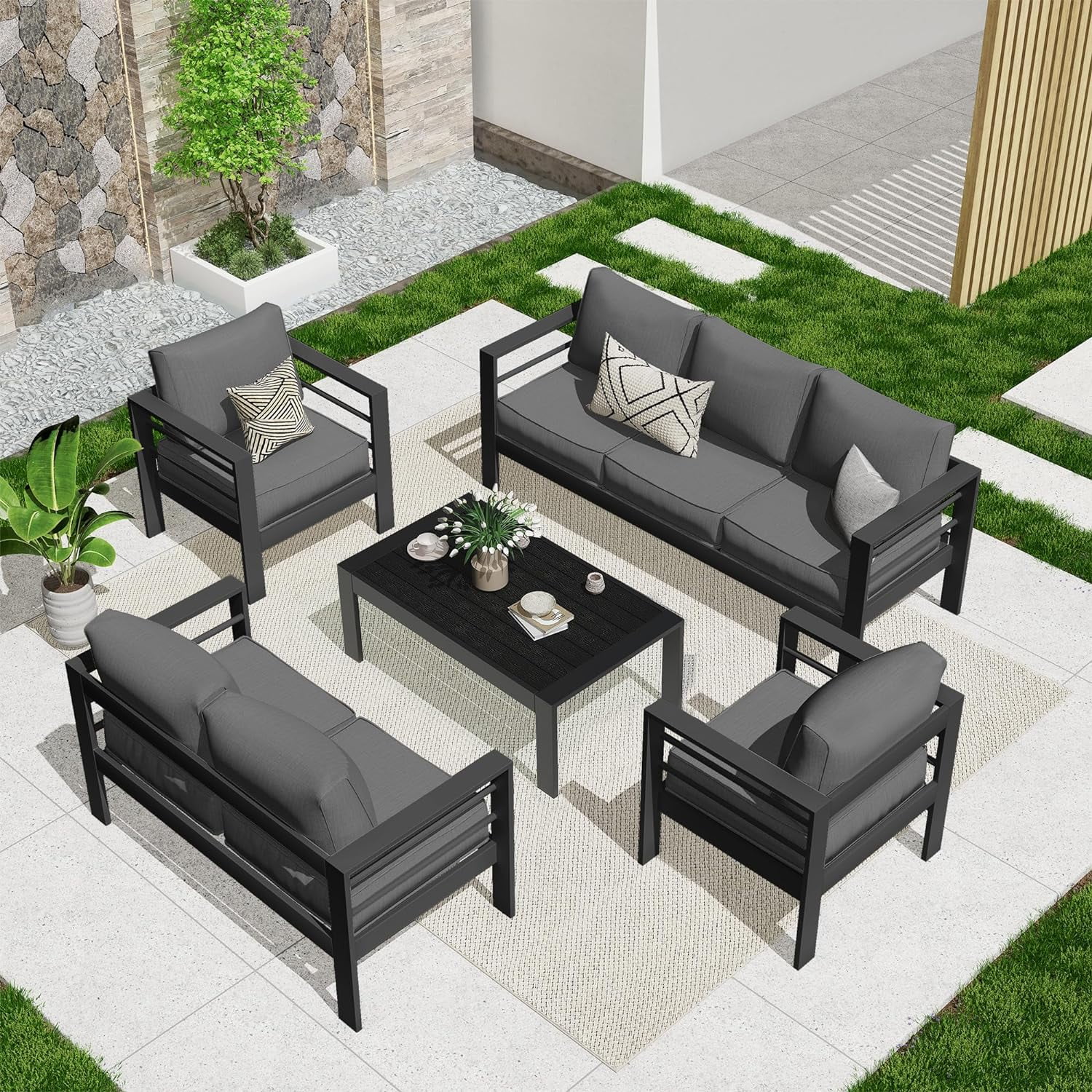 UDPATIO Aluminum Patio Furniture Set, Metal Patio Furniture Outdoor Couch, Aluminum Patio Chairs