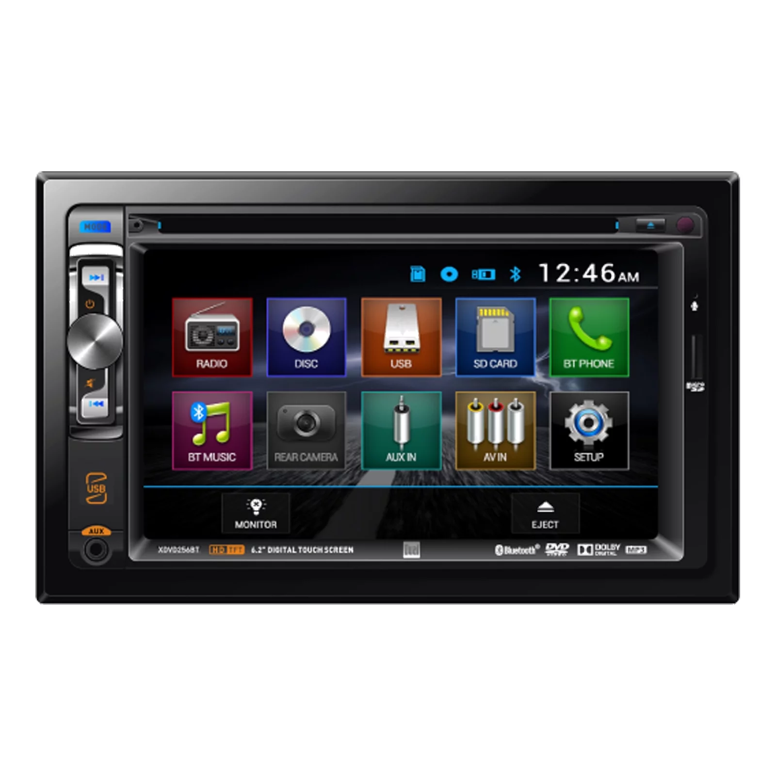 Dual AV Double Din 6.2" Touch Screen DVD Bluetooth USB Receiver