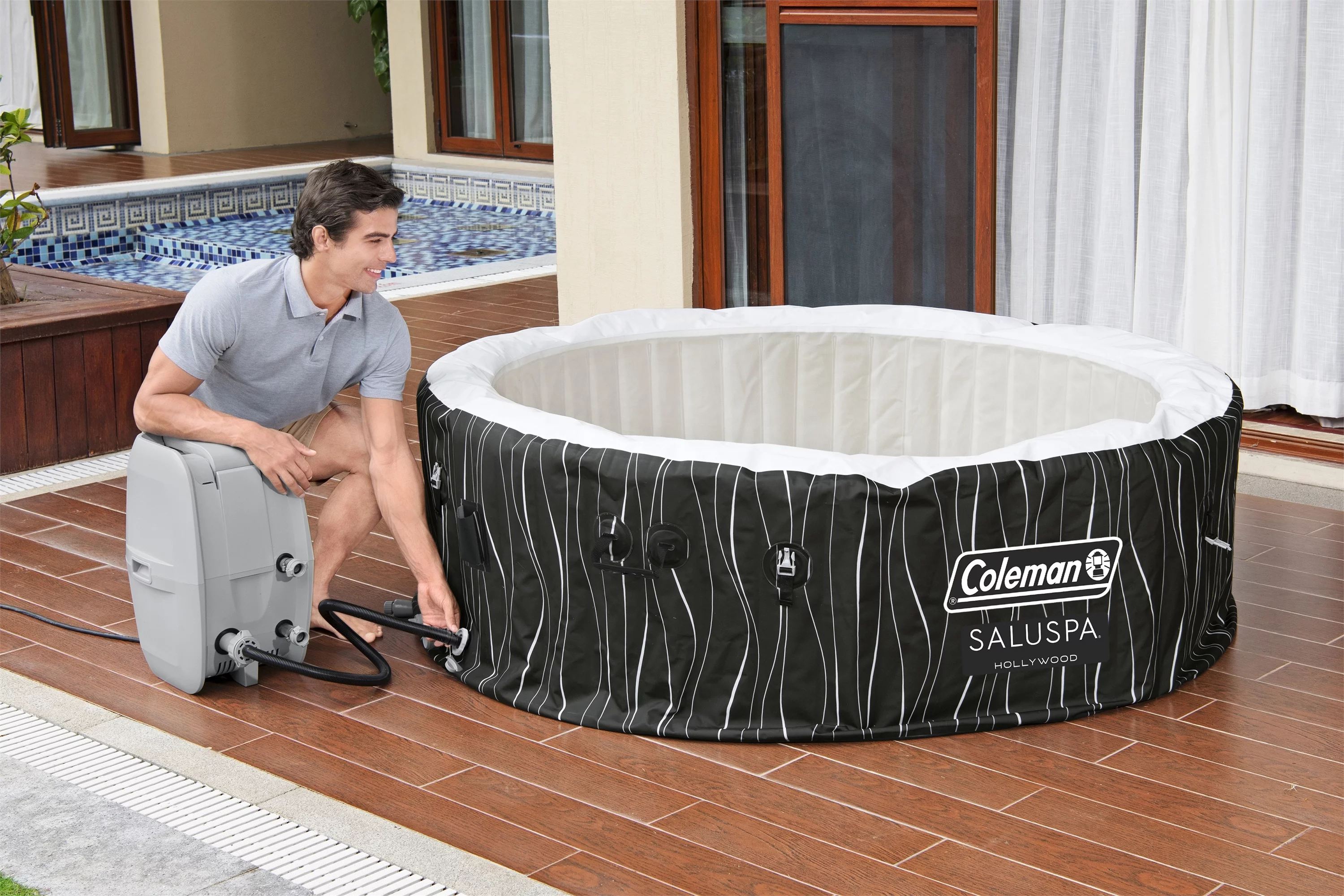 Coleman Hollywood Luxe AirJet 240 gal. Winter Inflatable Hot Tub with LED Lights, Maximum Temperature of 104˚F