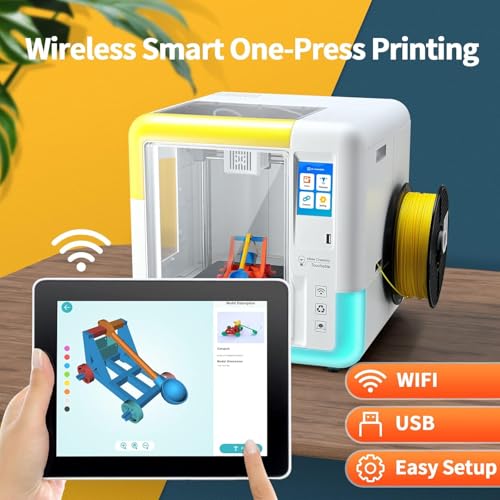 X-Maker 3D Printer for Kids and Beginners, Fully Assembled High-Speed 3D Printer with 8 PLA Filament Set, Leveling-Free Bed, Wi-Fi Printing