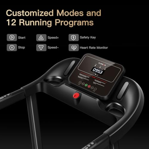 CURSOR FITNESS Home Folding Treadmill with Pulse Sensor, 2.5 HP Quiet Brushless, 7.5 MPH, 265 LBS Capacity