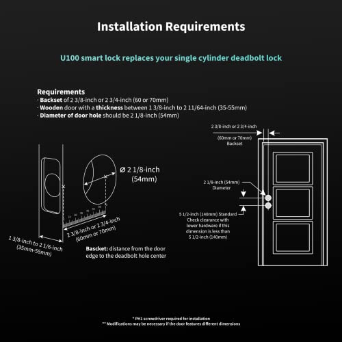 Aqara Smart Lock U100, Fingerprint Keyless Entry Door Lock with Apple Home Key, Touchscreen Keypad, Bluetooth Electronic Deadbolt, IP65 Weatherproof