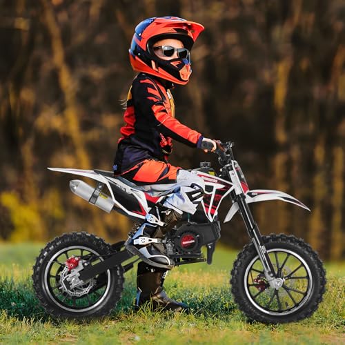 Mini Dirt Bike, 50 CC Gas Powered Mini Bike 2 Stroke, Off Road Motorcycle for Kids and Adult, Kids Dirt Bike with Front & Rear Disc Brakes