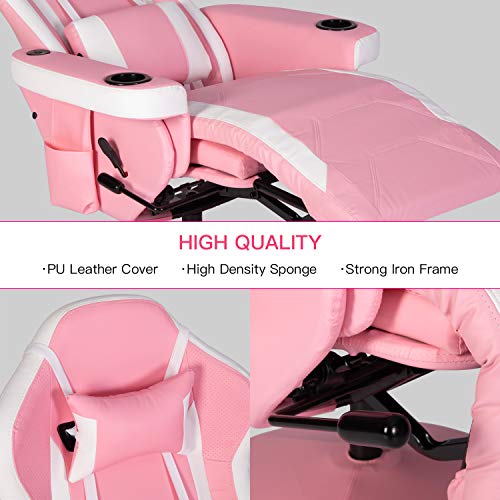 Modern-Depo Gaming Recliner Chair with Speakers, Massage, High Back, Cupholder, Headrest, Lumbar Support