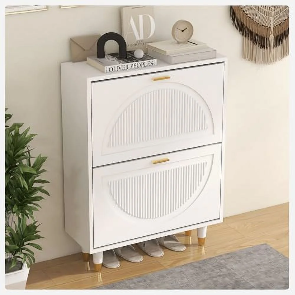 KHBIULIFE Shoe Cabinet for Entryway Slim  Hidden Shoe  Cabinet with Doors  White Flip Drawer Shoe Organizer Cabinet Thin， Narrow Shoe Rack Cabinet