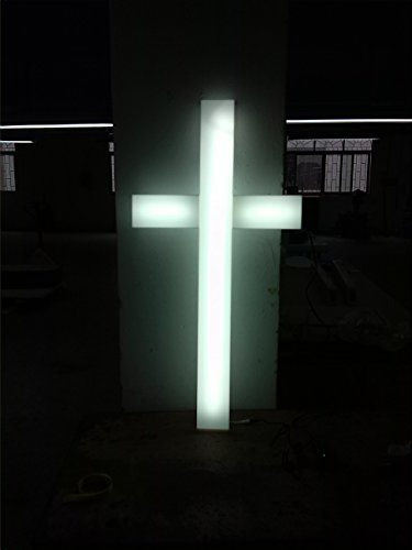 FixtureDisplays® Cross, Christian Lighted Church Sign White Plexiglass LED Light 11673 11673