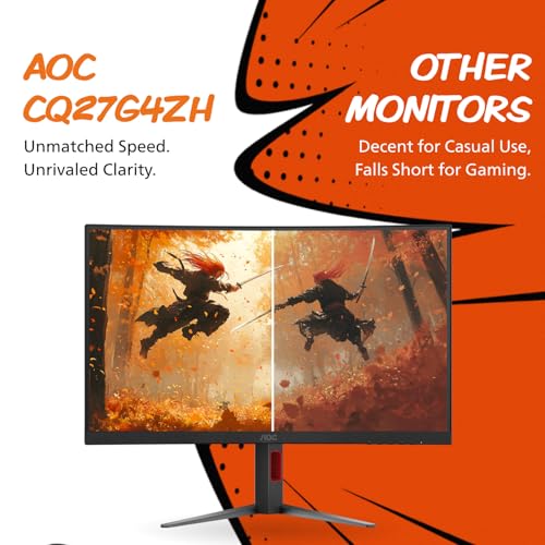 AOC CQ32G4VE 32" Curved Frameless Gaming Monitor 2K QHD, 1500R Curved VA, 180Hz, 0.5ms Response Time, 2X Display Port, 2X HDMI