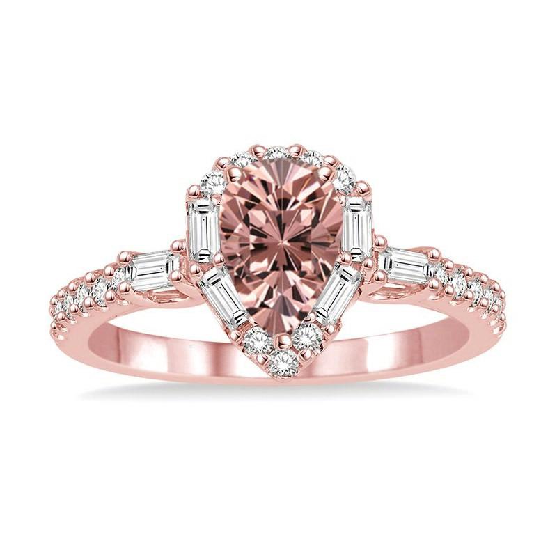 1.50 Carat Pear Morganite and Diamond Engagement Ring for Women in 14k Rose Gold affordable morganite & diamond engagement ring