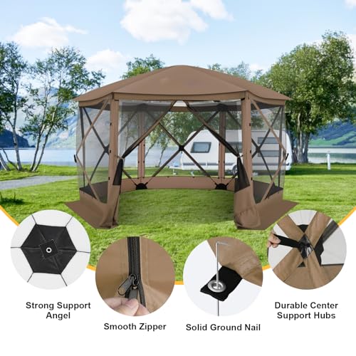 COBIZI 12x12ft Pop up Gazebo Screen Tent Screen House for Camping, Camping Outdoor Screened Gazebo, Canopy Tent