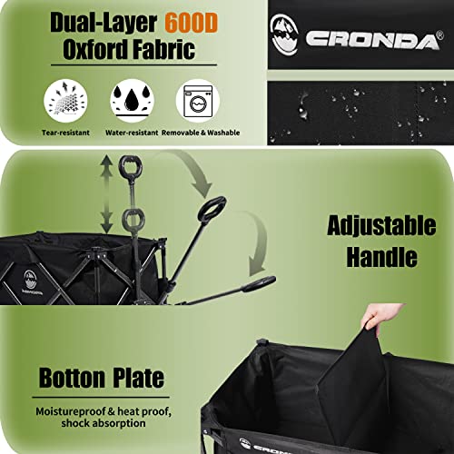 Collapsible Outdoor Utility Wagon with 300 lbs Capacity,Heavy Duty Folding Wagon with Side Pocket
