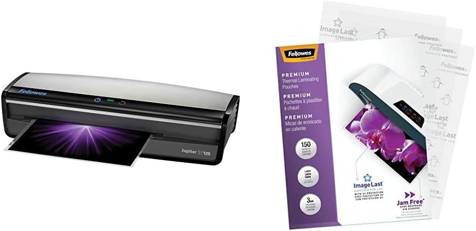 Fellowes Jupiter 2 125 Laminator with 10 Pouches, 12.5 Inch (5734101), Black & Grey